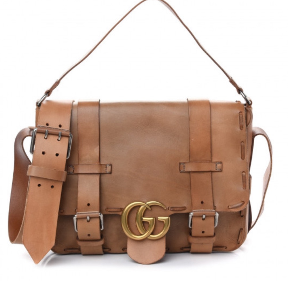 Gucci Tan Leather Messenger Bag